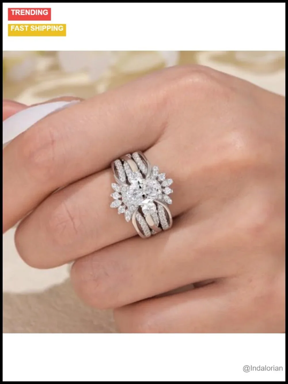 Vintage Cubic Zirconia Ring Enhancer in 925 Sterling Silver